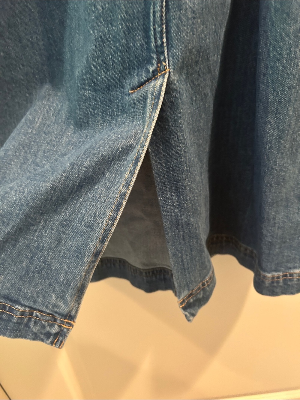 Alice & Olivia Full Button Front Midi Denim Jean Dress pockets w/stretch size 4 - Picture 10 of 13